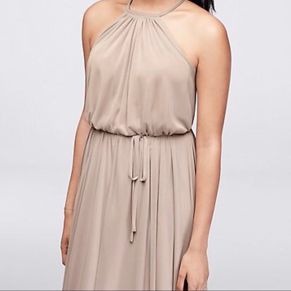 David’s Bridal Soft Mesh Halter Dress in Ballet